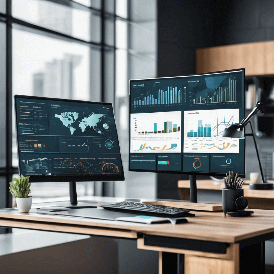 Office setup to analyze data for strategic operations